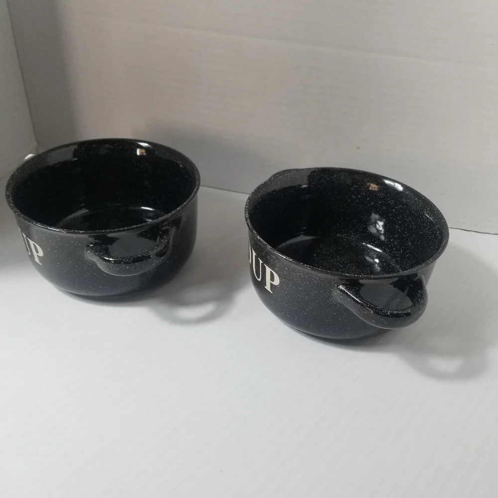 SOUP BOWLS MICROWAVE AND DISHWASHER SAFE BLACK AND WHITE CAMPING BOWLS